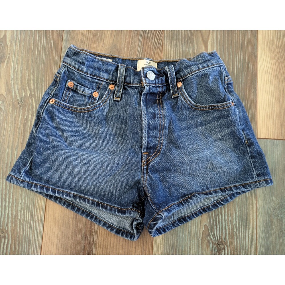 Levi's Premium 501 Original Medium Wash Mid Rise Denim Jean Shorts 23
